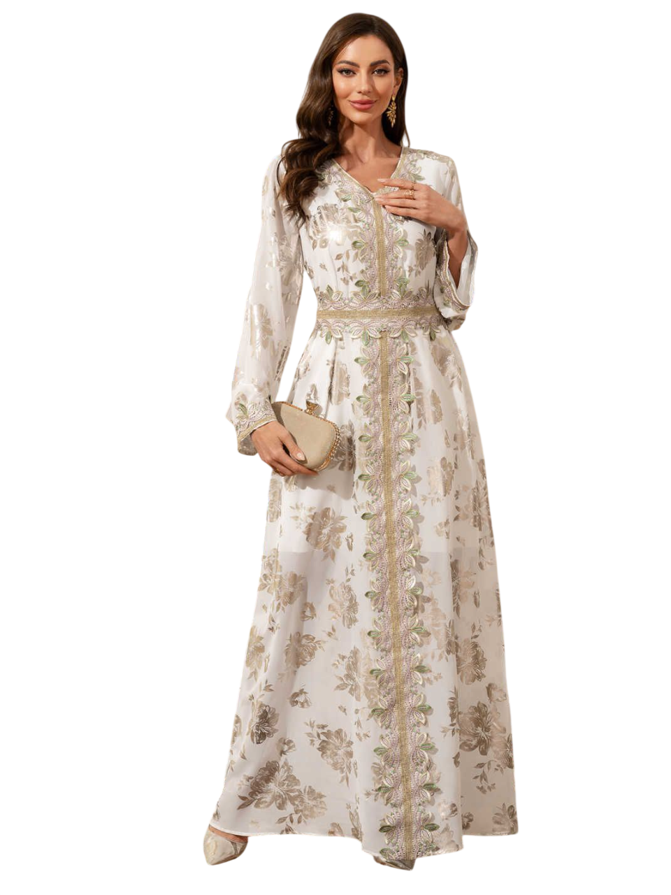 Bidani - Noor Gold Filigree Heritage Kaftan - Beige