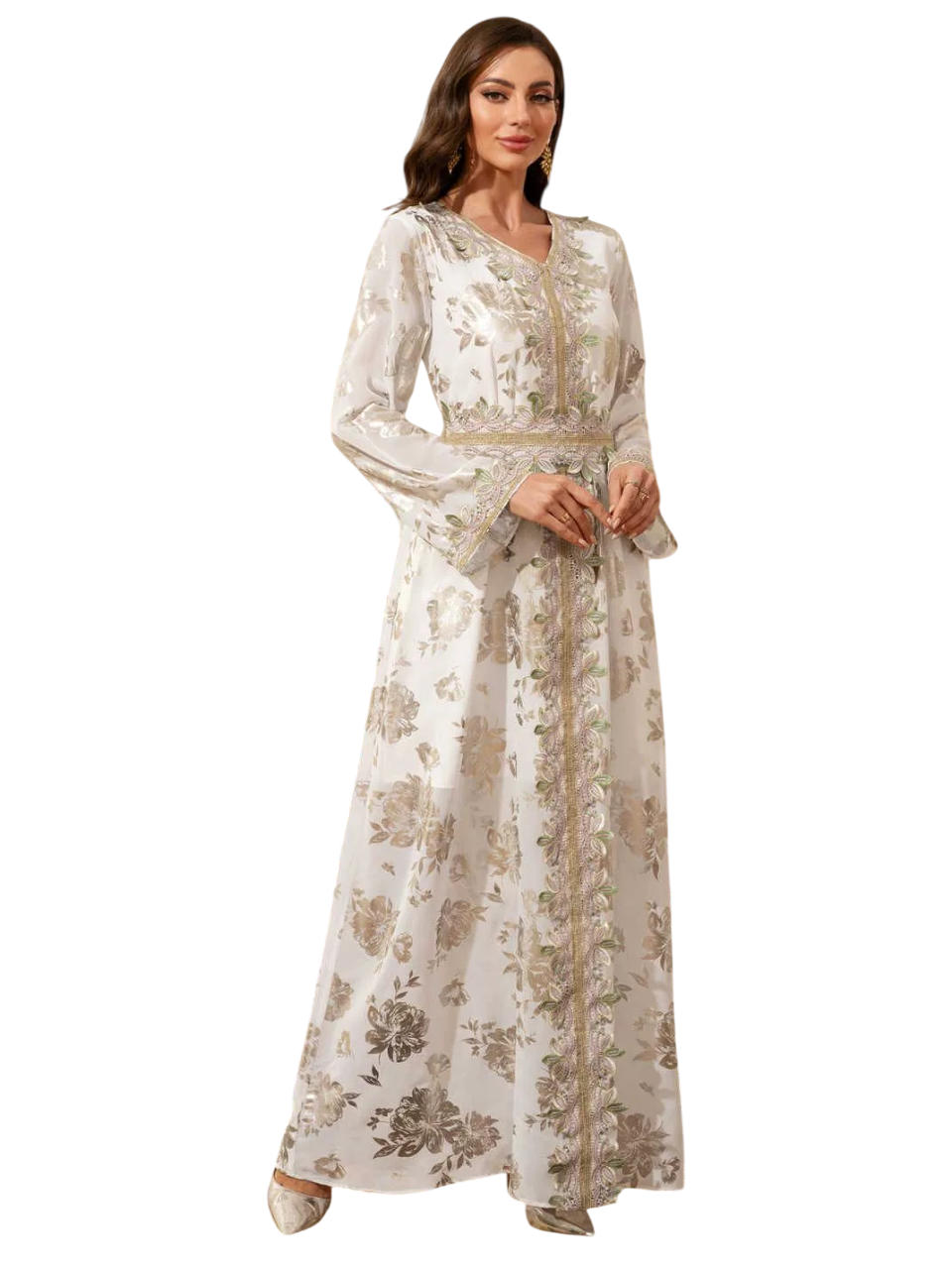 Bidani - Noor Gold Filigree Heritage Kaftan - Beige