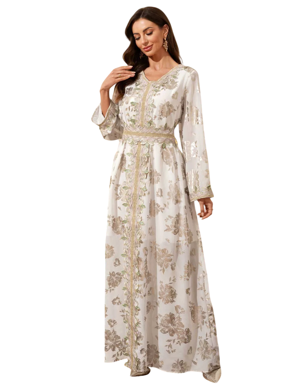Bidani - Noor Gold Filigree Heritage Kaftan - Beige