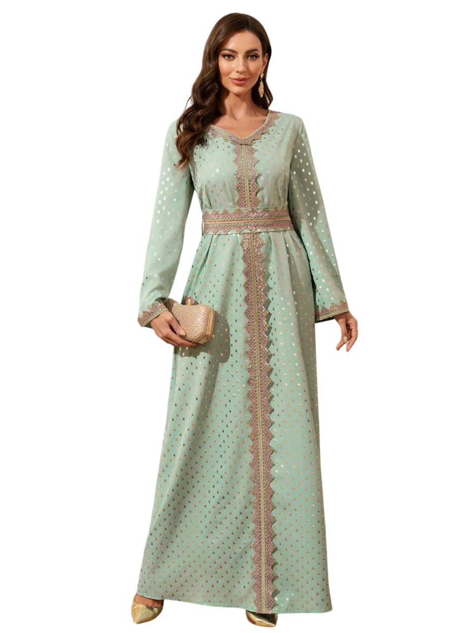 Bidani - Shimmer Polka Dot Kaftan - Mint Green