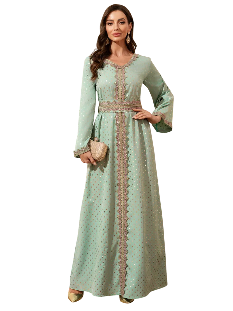 Bidani - Shimmer Polka Dot Kaftan - Mint Green