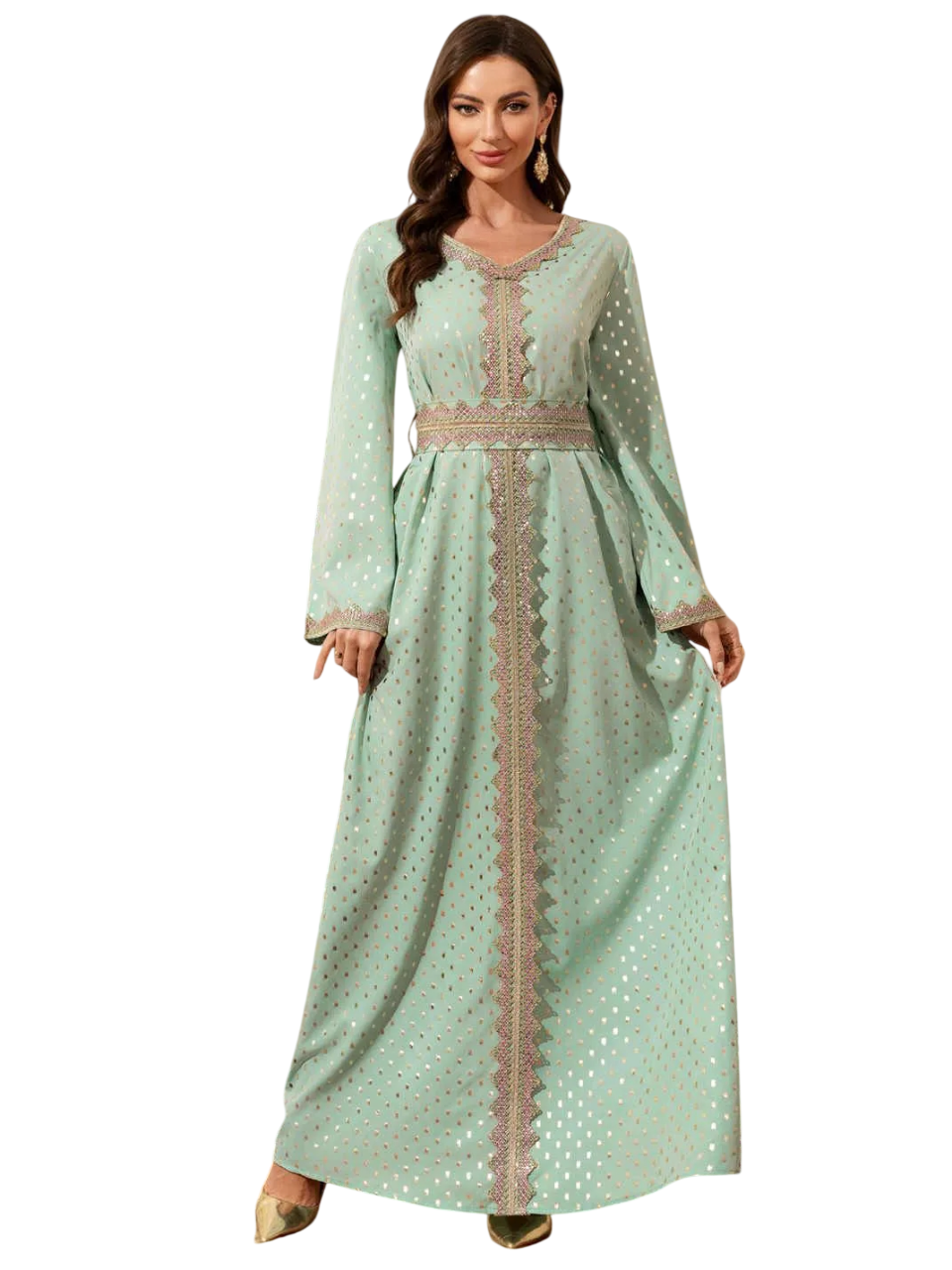 Bidani - Shimmer Polka Dot Kaftan - Mint Green
