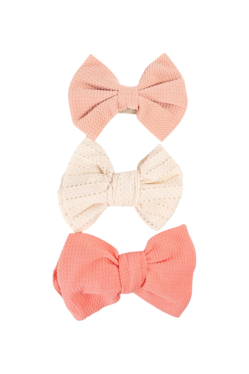 Bambimici - Baby Lara Assorted Ribbon Bow Headband - Pack of 3 - Cream/Pink/Dark Orange