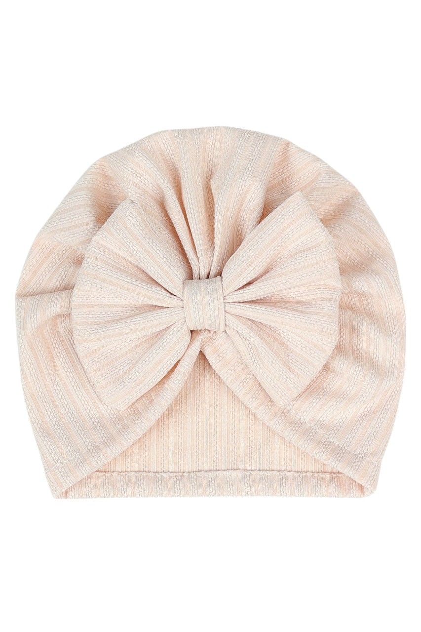 Bambimici - 2pc-Set - Baby Bow Detail Turban Hat & Mittens - Cream