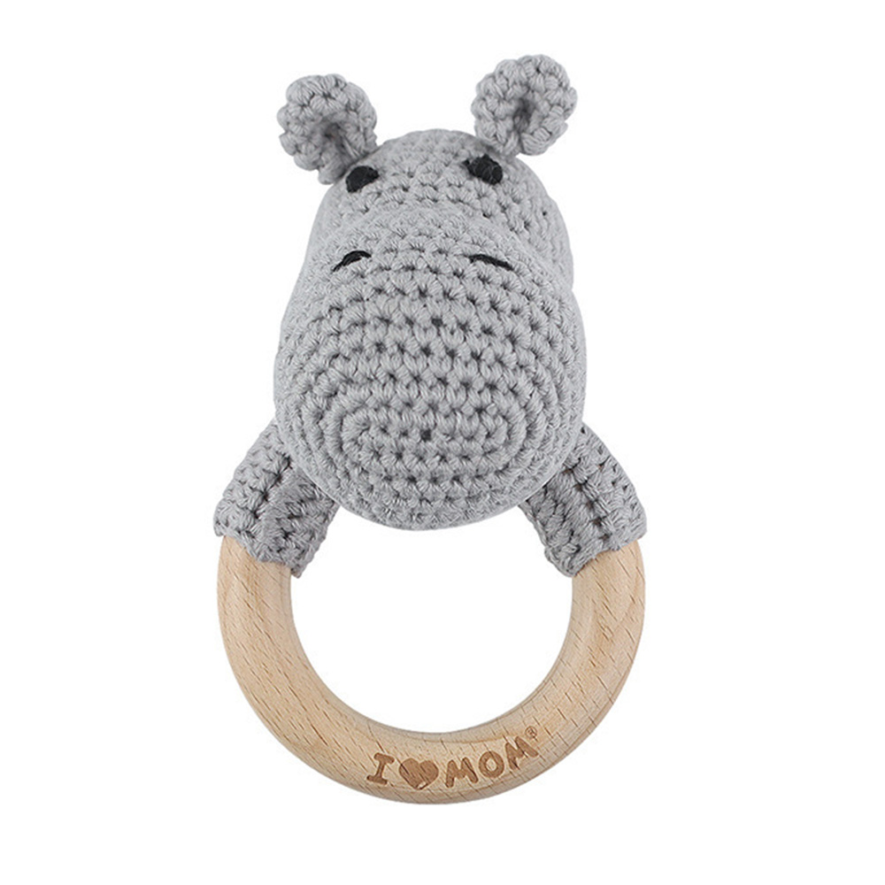Bambimici - Baby Hippopotamus Handmade Crochet Teether - Grey