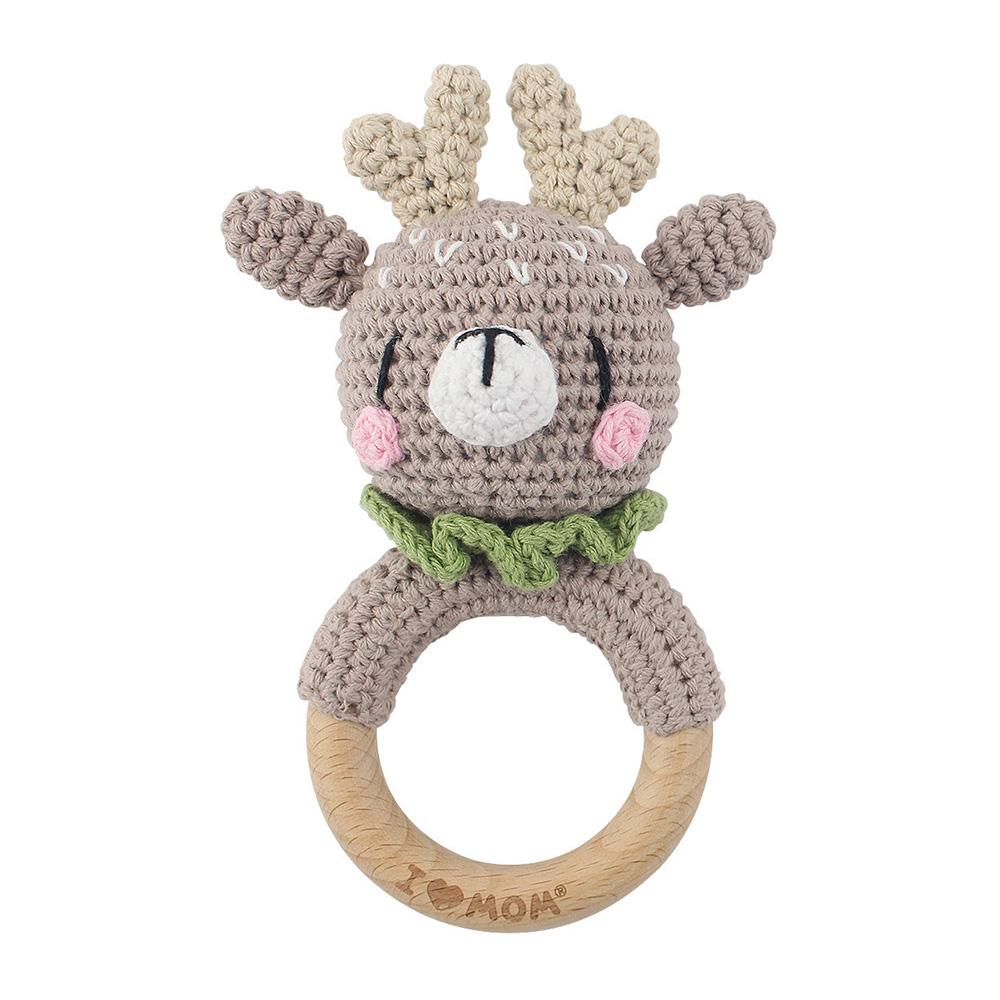 Bambimici - Baby Reindeer Handmade Crochet Teether - Grey