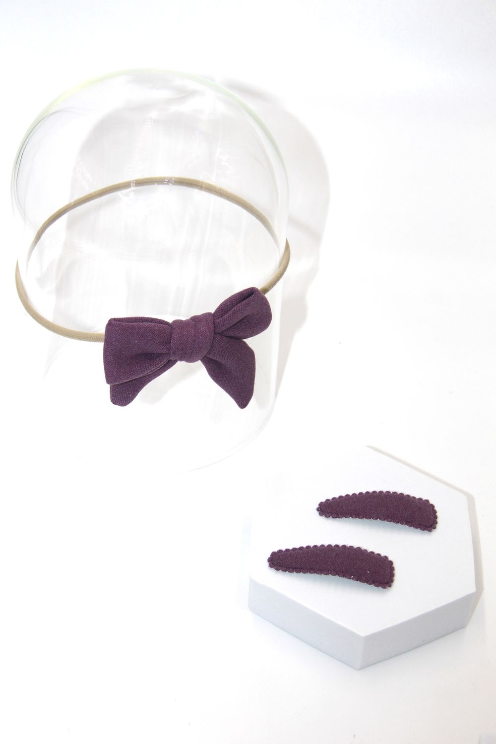 D' Daniela - Sara Ribbon Bow Clip Set With Ponytail For Babies & Girls - Lavander