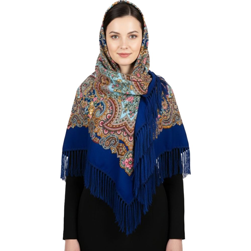 D' Daniela - Natalya Womens Cotton Long Tassel Print Shawl