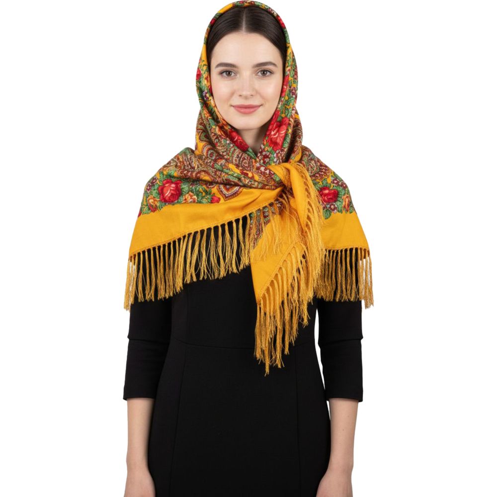 D' Daniela - Angela Womens Cotton Long Tassel Print Shawl