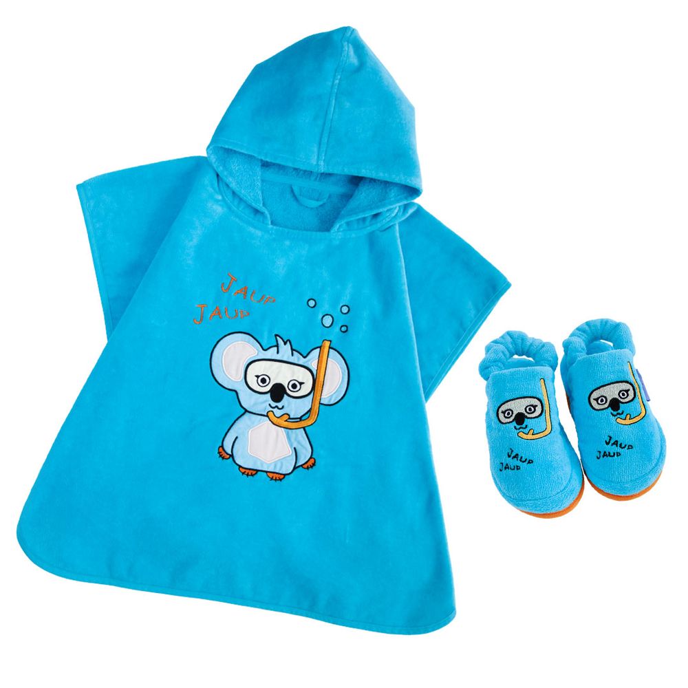 Milk&Moo - Kids Poncho With House Slippers Cool Koala - Blue