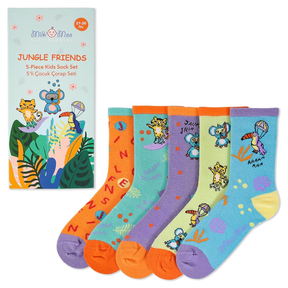 Milk&moo - Kids Socks - Jungle Friends - Pack of 5