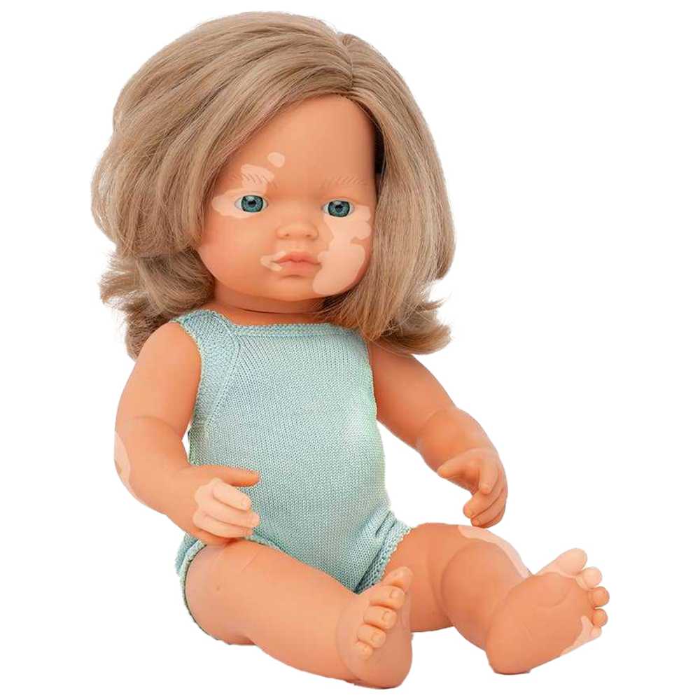 Miniland Educational - Caucasian Girl Vitiligo Baby Doll - Dark Blonde - 38 cm