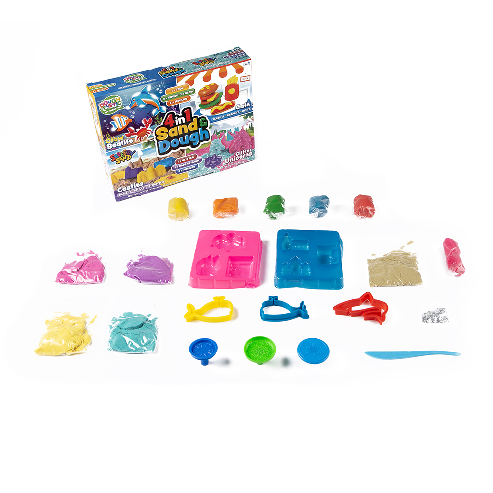 RMS - 4 In 1 Dough & Sand - Glow Sealife, Cafe Play, Castles & Glitter Unicorns
