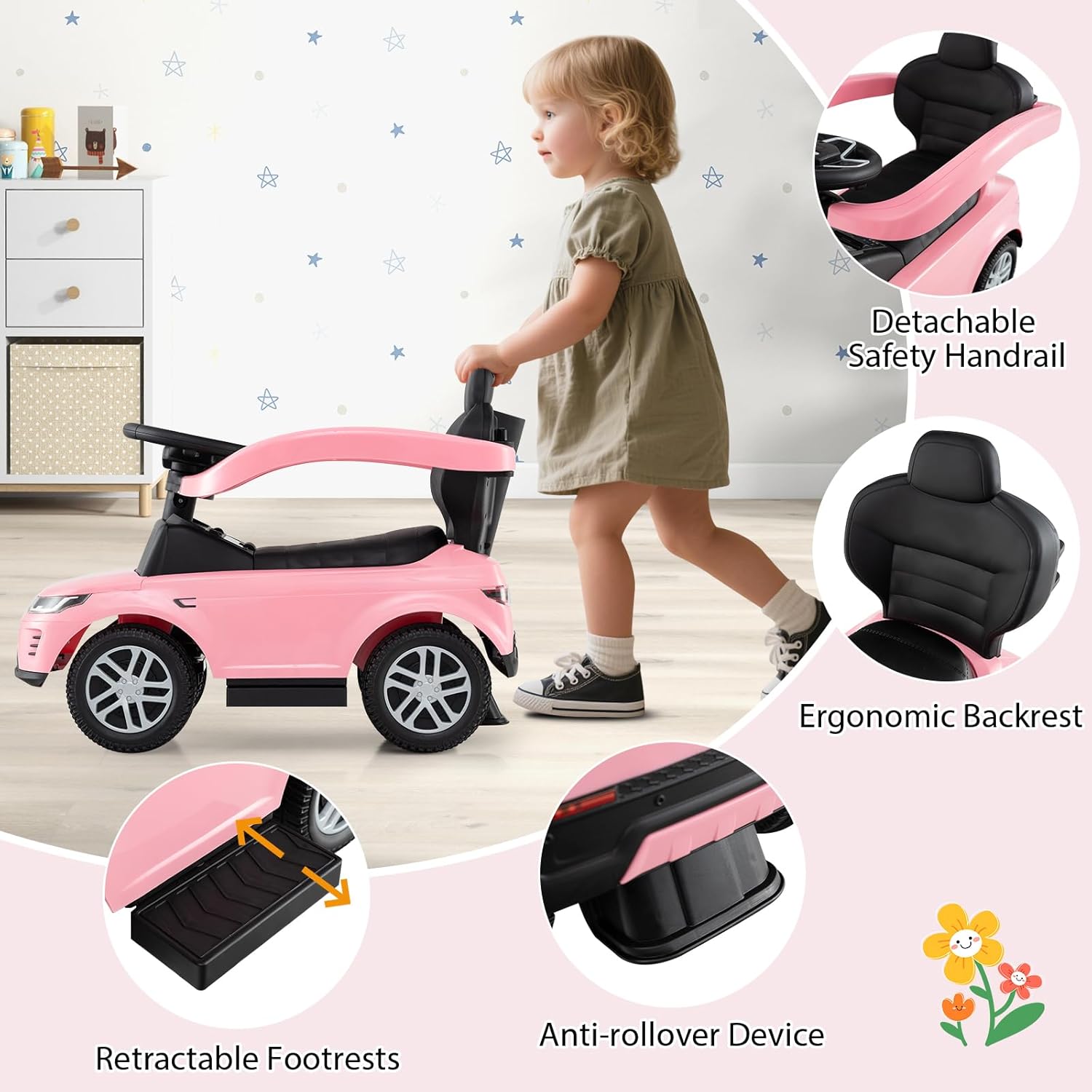 Land Rover - Discovery 3-In-1 Ride-On Push Car - Pink