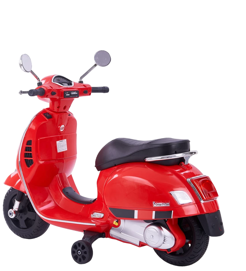 Amsham - Vespa Electric Ride On Scooter Bike - 12V - Red