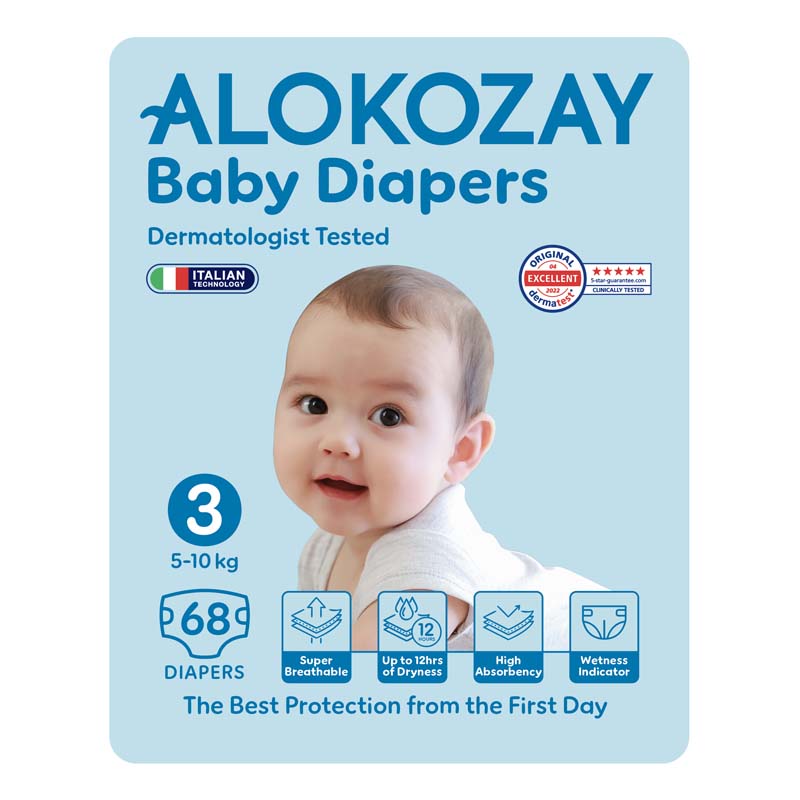 Alokozay - Premium Baby Diapers 5-10kg - Size 3 - 68 Diapers