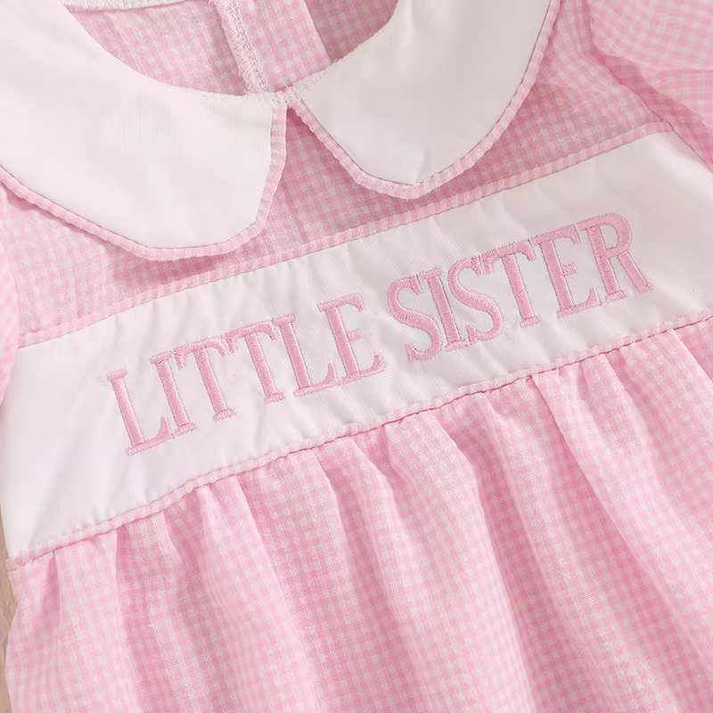 Matching Family Outfits - Little Sister Baby Romper - Pink