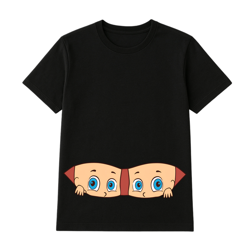 Matching Family Outfits Baby Peeping Printed Women's T-Shirt - Black