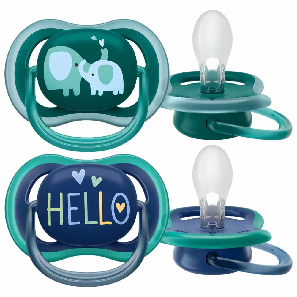 Philips Avent - Ultra Air Free Flow Silicone Soother - 18-24 M - Blue - Pack of 2