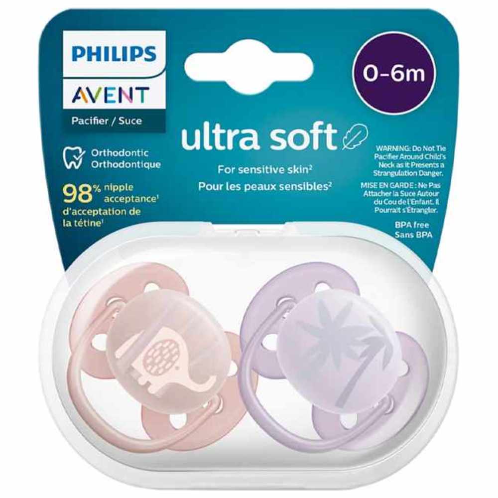 Philips Avent - Ultra Soft Pacifier - 0-6 M - Pink - Pack of 2