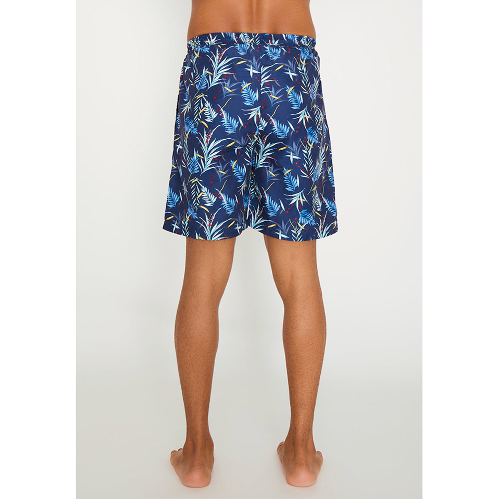 Coega Sunwear - Men's Board Shorts - Navy Hawaiian Leaves