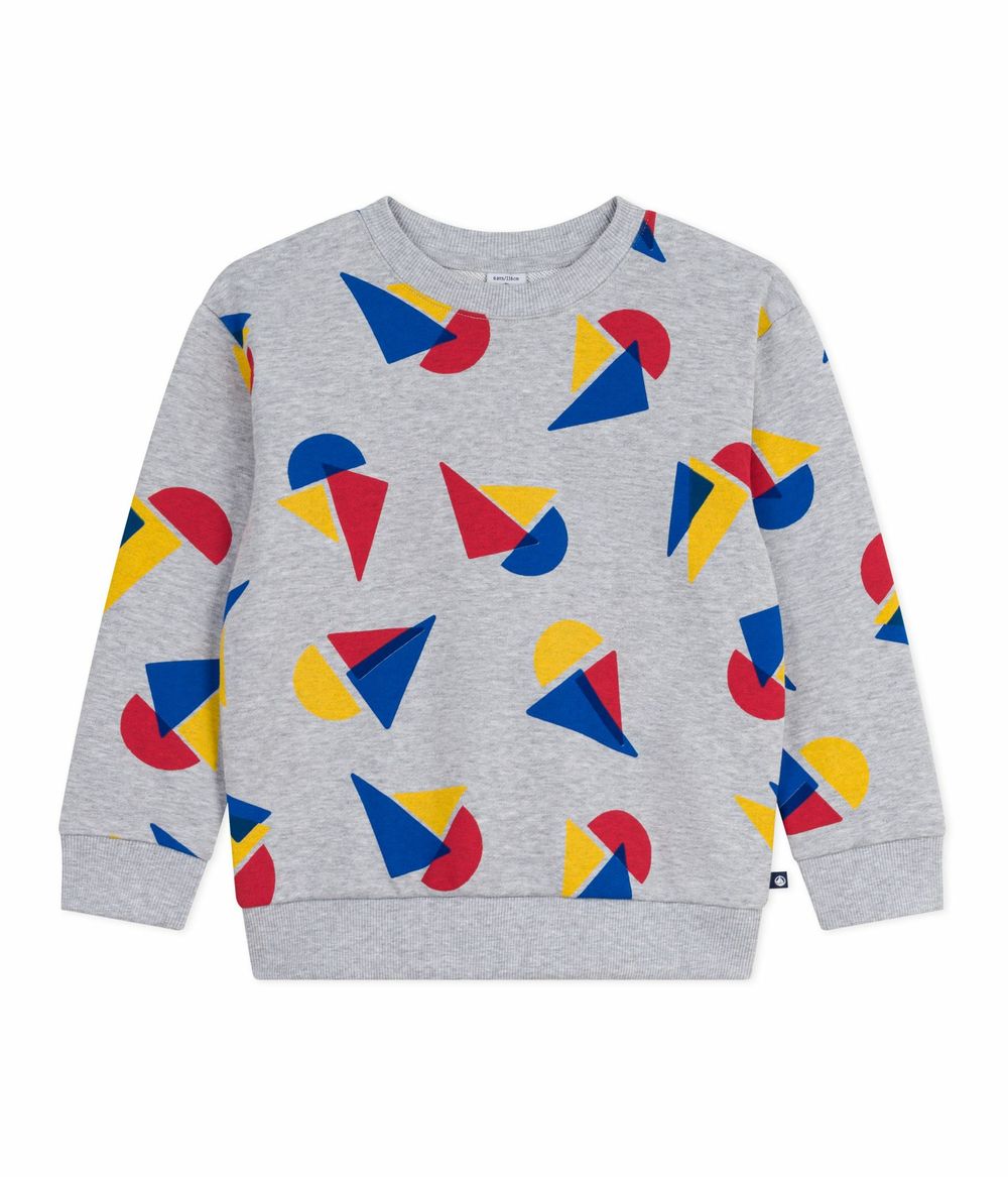 Petit Bateau - Boys' Printed Cotton Sweatshirt - Fumee/Multicolor