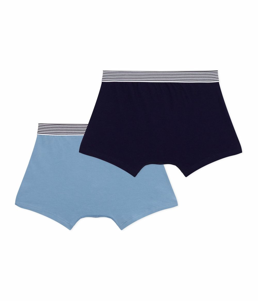 Petit Bateau - 2pc-Set - Boy's Plain Boxers - Blue