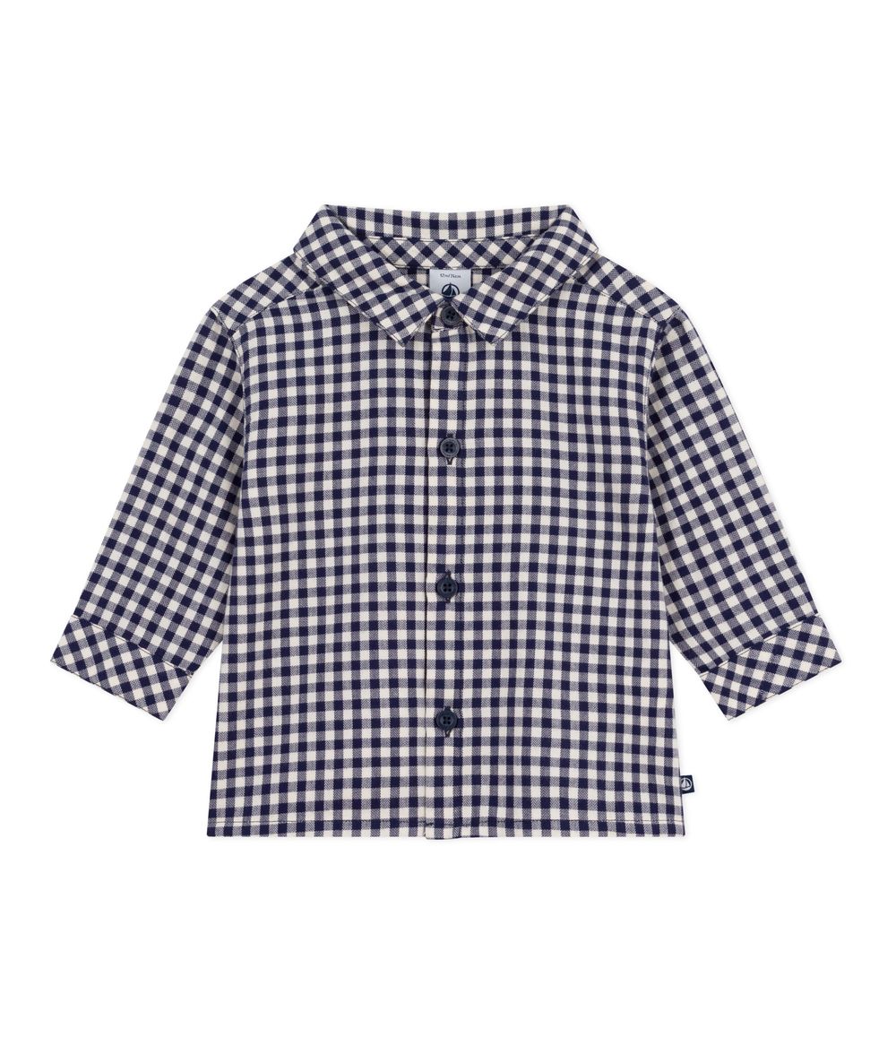 Petit Bateau - Baby Boys' Checked Full Sleeves Flannel Shirt - Soir/Milk