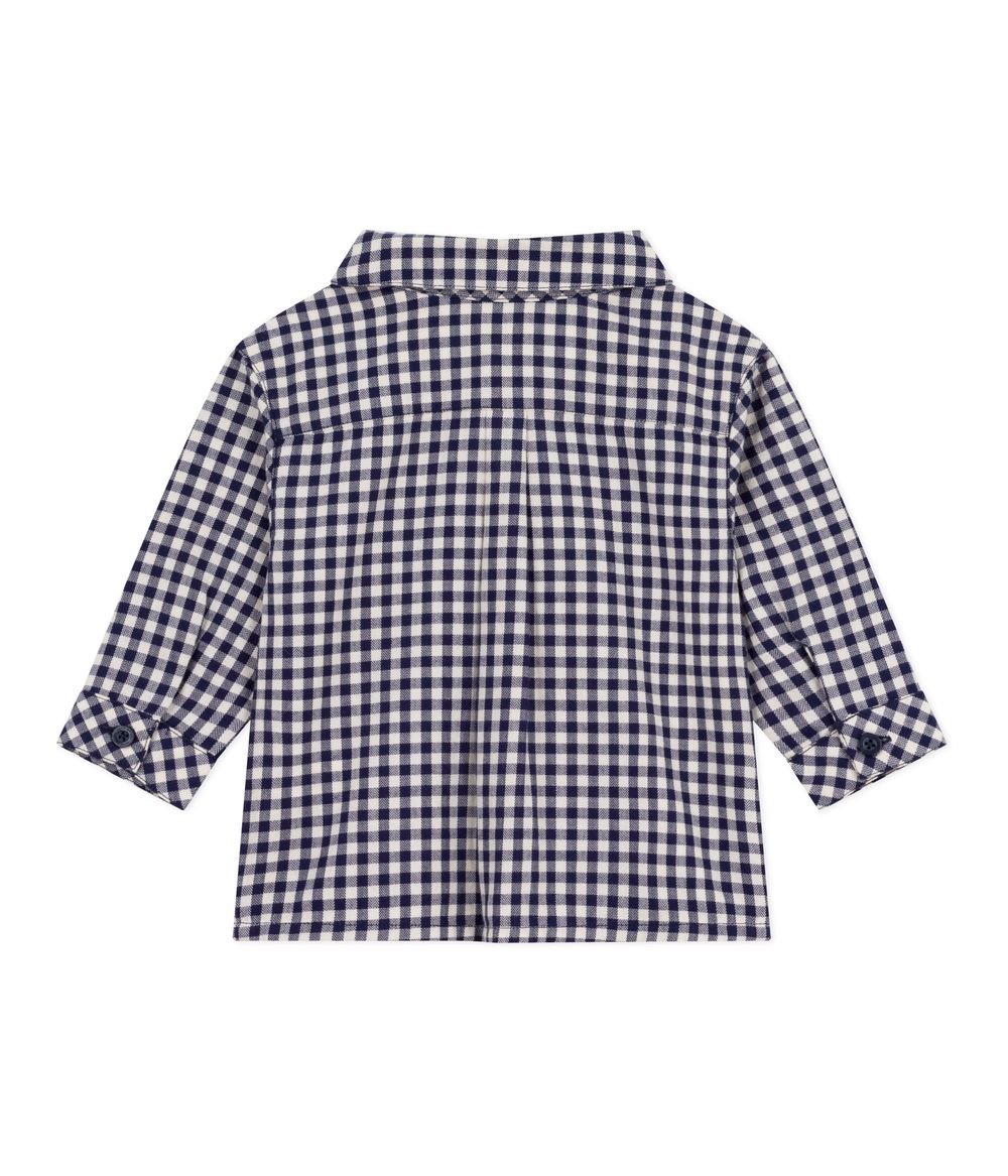 Petit Bateau - Baby Boys' Checked Full Sleeves Flannel Shirt - Soir/Milk