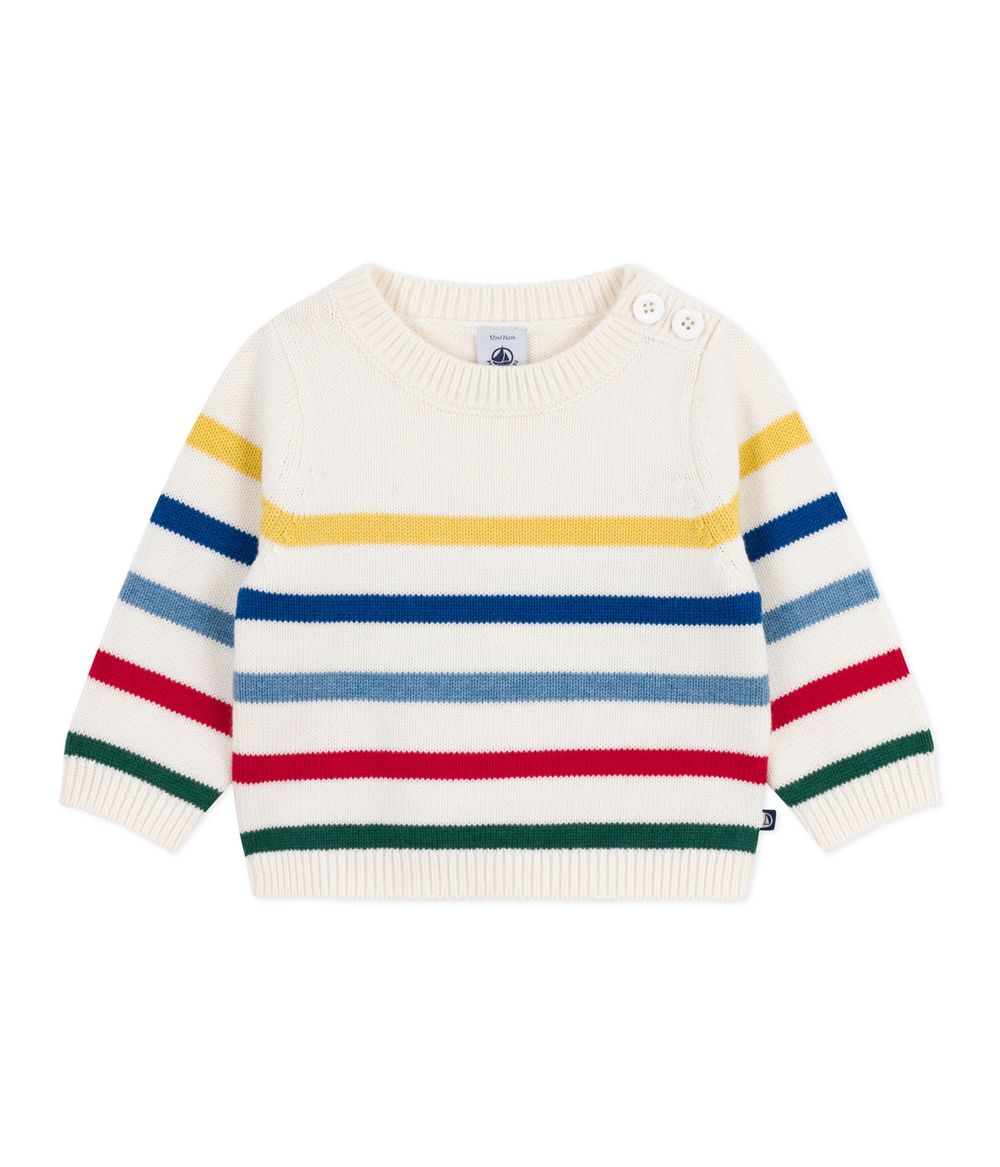 Petit Bateau - Babies' Striped Wool And Cotton Jumper