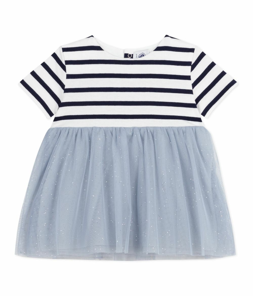 Petit Bateau - Babies' Short Sleeved Dress - Blue/Multicolor