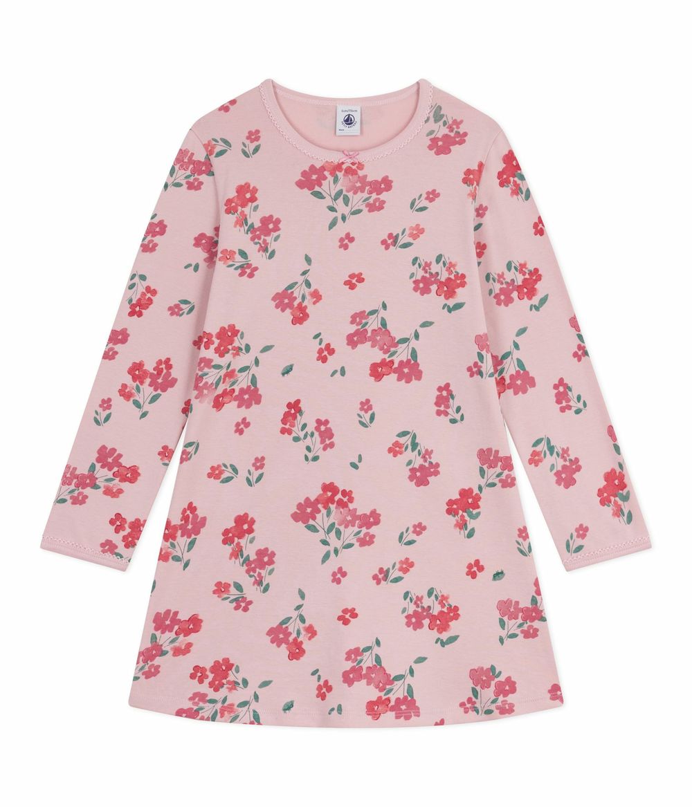 Petit Bateau - Girl's Floral Print Cotton Night Dress - Joli Pink