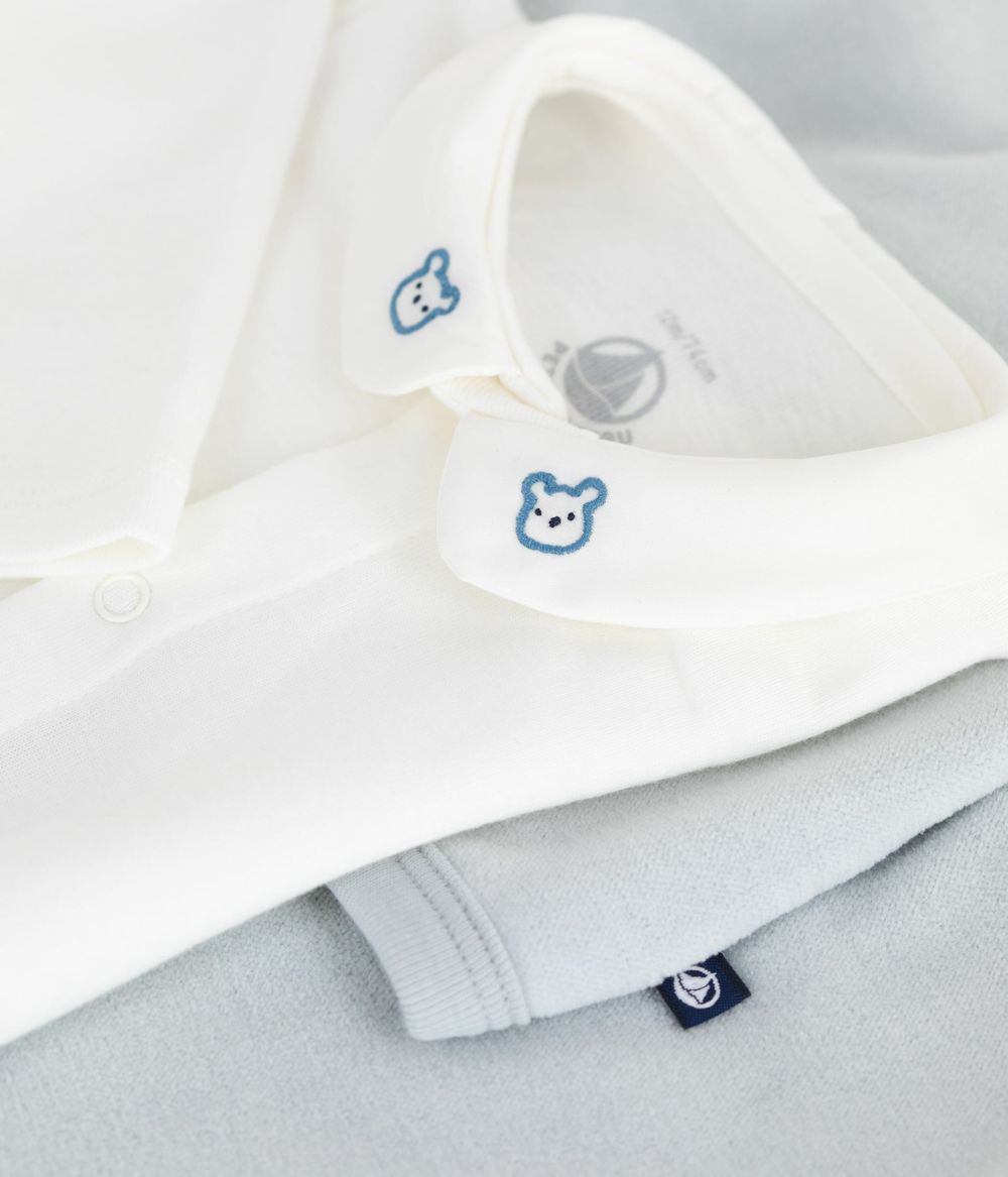 Petit Bateau - 3pc-Set - Baby Boy's Embroidered Romper, Wrapover Top & Trousers - CO2 Blue