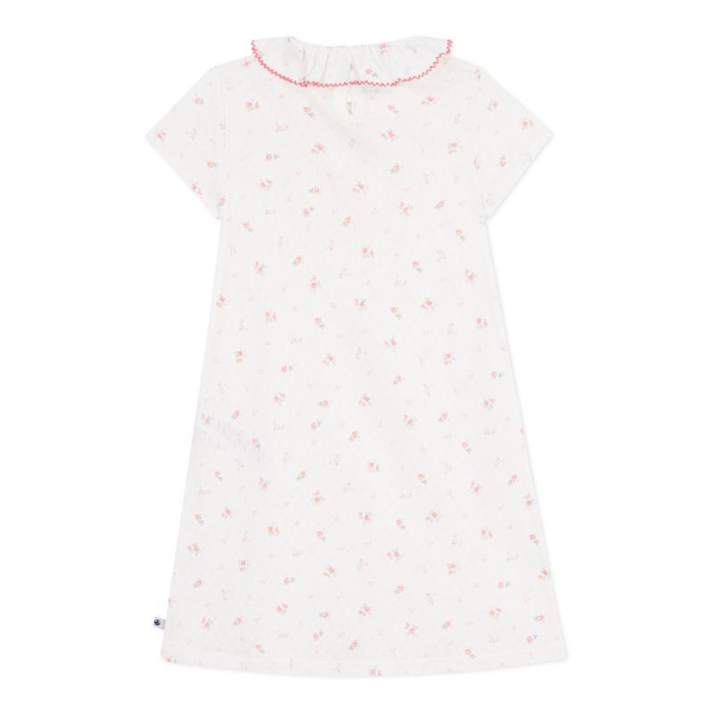 Petit Bateau - Girl's Floral Print Openwork Nightdress - Marshmallow White