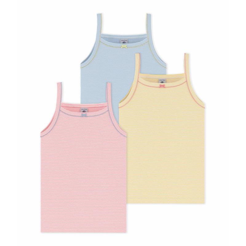 Petit Bateau - 3pc-Set - Girl's Striped Cotton Tank Top - Multicolor