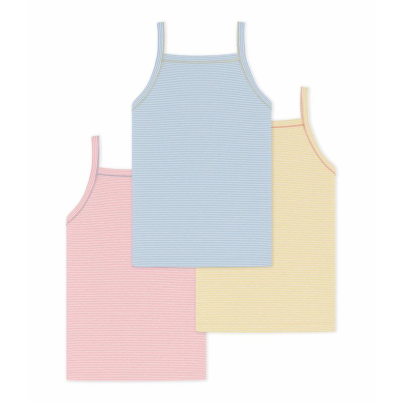 Petit Bateau - 3pc-Set - Girl's Striped Cotton Tank Top - Multicolor