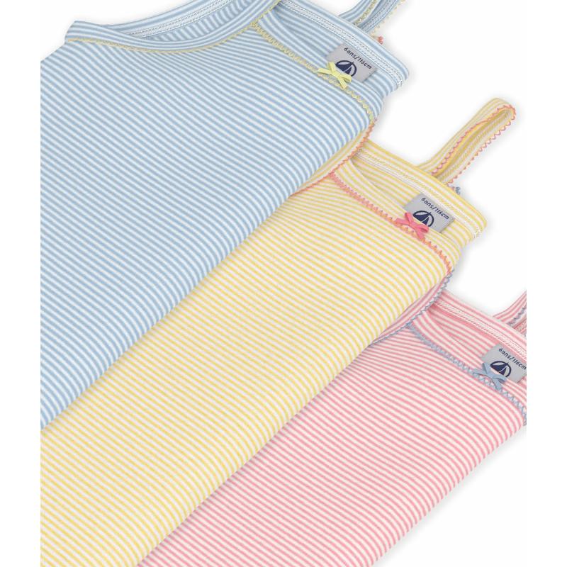 Petit Bateau - 3pc-Set - Girl's Striped Cotton Tank Top - Multicolor