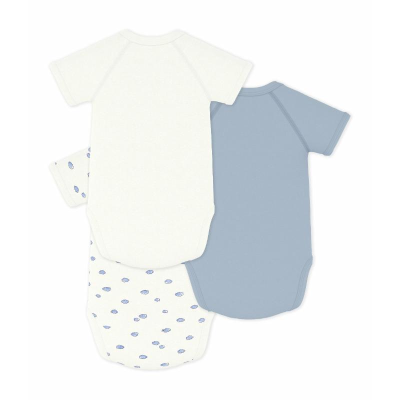 Petit Bateau - 3pc-Set - Babies' Short Sleeved Printed Wrapover Bodysuit - Multicolor