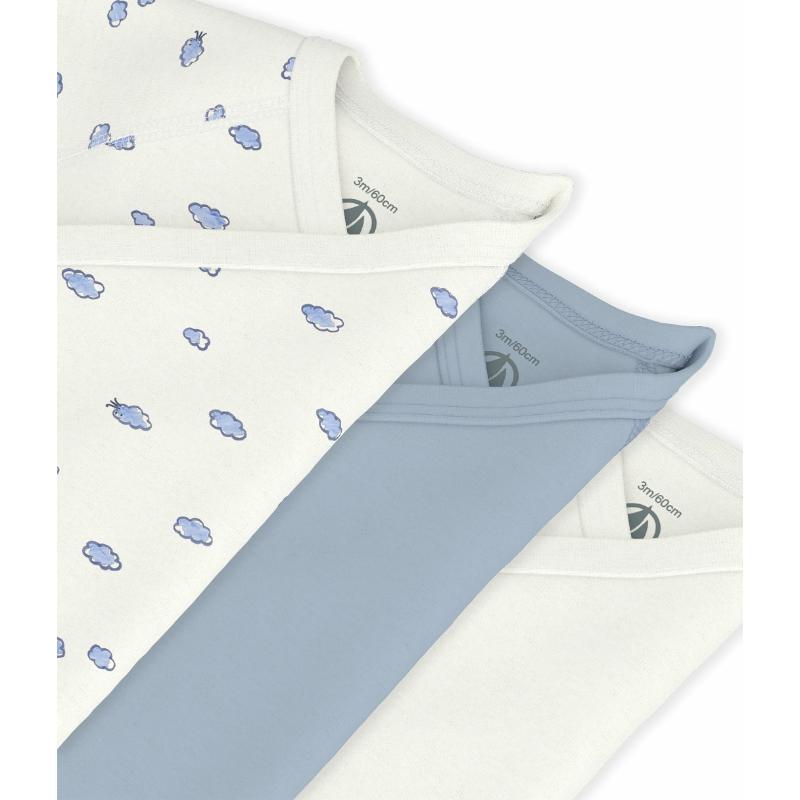 Petit Bateau - 3pc-Set - Babies' Short Sleeved Printed Wrapover Bodysuit - Multicolor