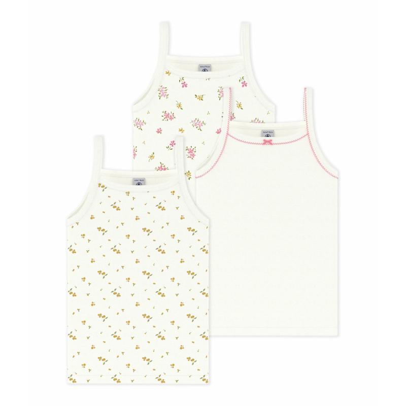 Petit Bateau - 3pc-Set - Girl's Floral Print Tank Tops - Multicolor