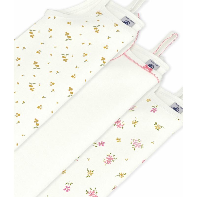 Petit Bateau - 3pc-Set - Girl's Floral Print Tank Tops - Multicolor