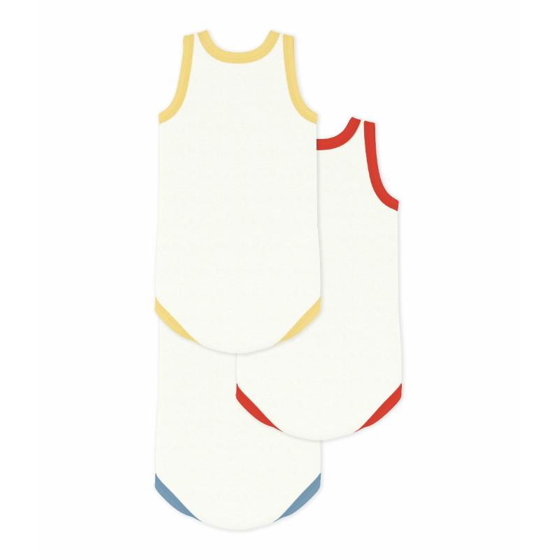 Petit Bateau - 3pc-Set - Babies Plain Sleeveless Cotton Bodysuits - Multicolor