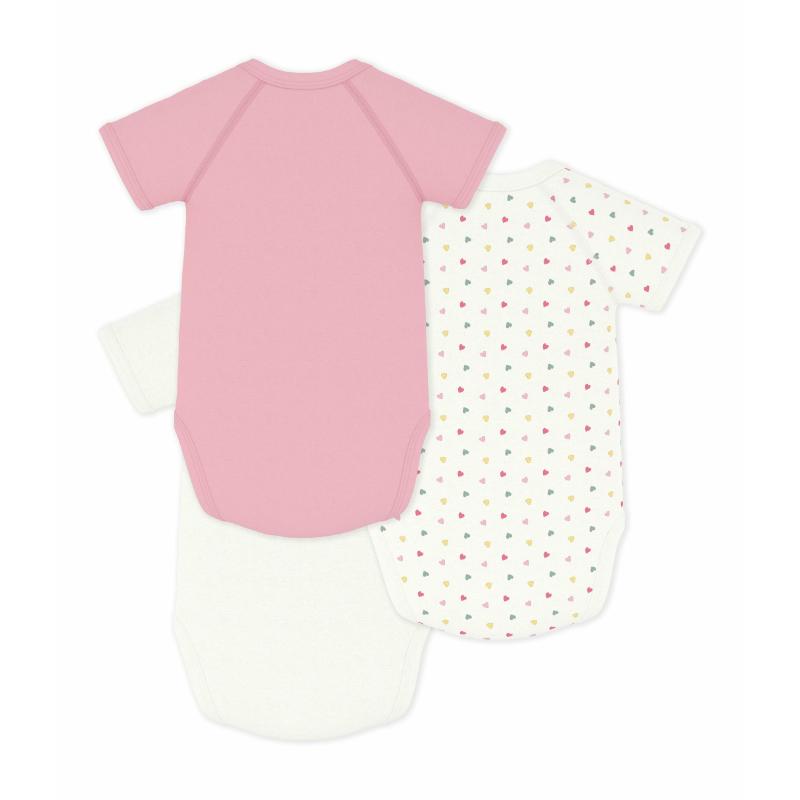 Petit Bateau - 3pc-Set - Babies Short Sleeved Printed Cotton Wrapover Bodysuits - Multicolor