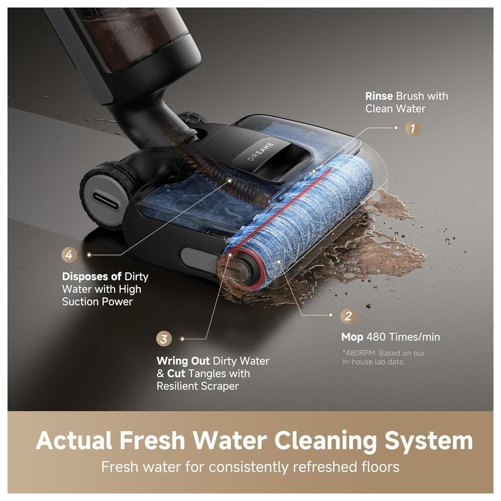 Dreame App Control H15 Pro Wet And Dry Vacuum Cleaner - Black