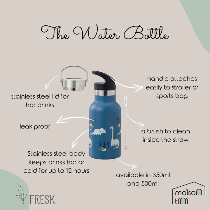Fresk - Insulated Water Bottle - Dino - 2 Lids - 350ml