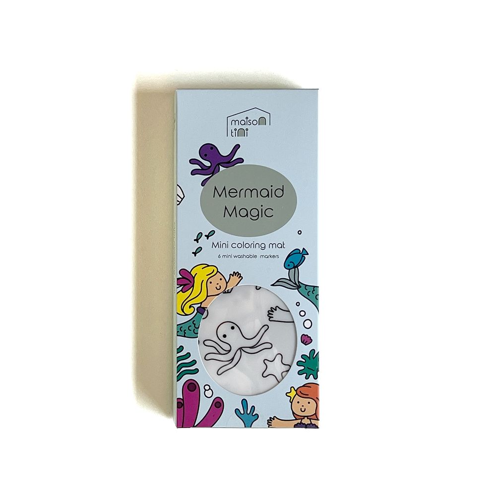 Maison Tini - Mini Coloring Placemats - Mermaid And Botanical Garden - 2 Pcs