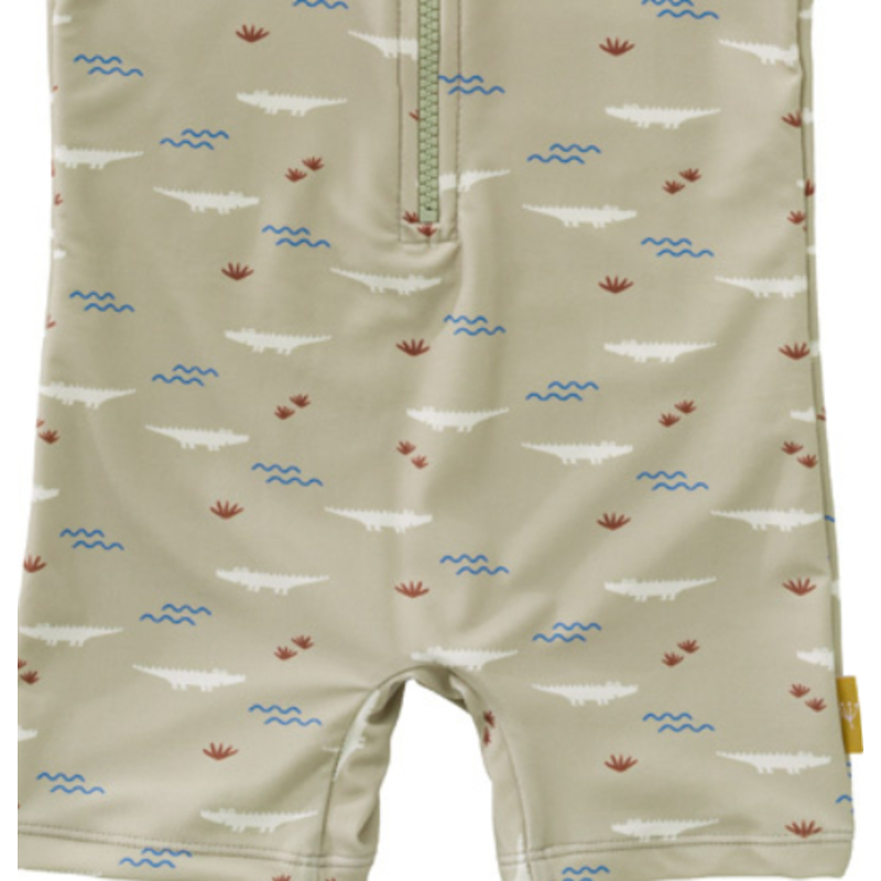 Fresk - Boy's Crocodile Printed UV Swimsuit - Light Sage