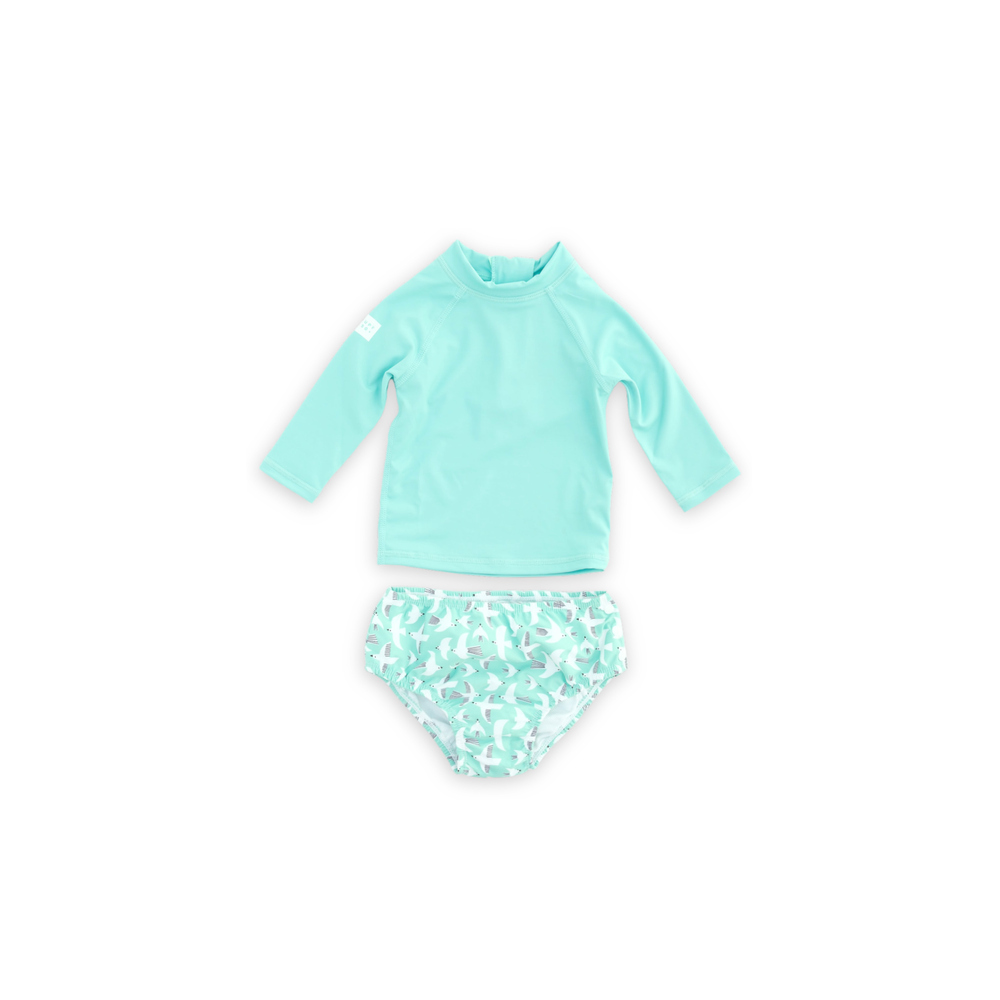 Badawii Beachwear - 2pc-Set - Baby's Swim T-Shirt & Diapers - Seagul Breeze