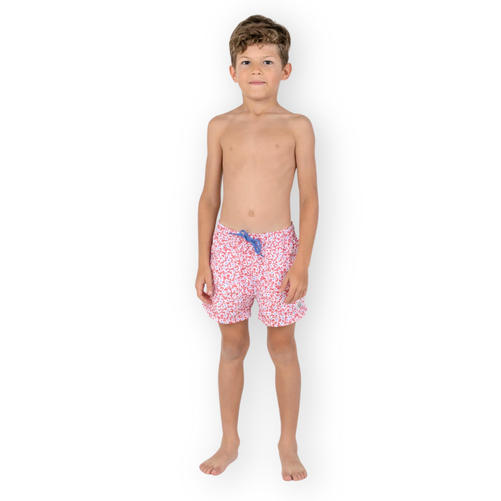 Badawii Beachwear - Boy's Floral Printed Swim Shorts - Pink