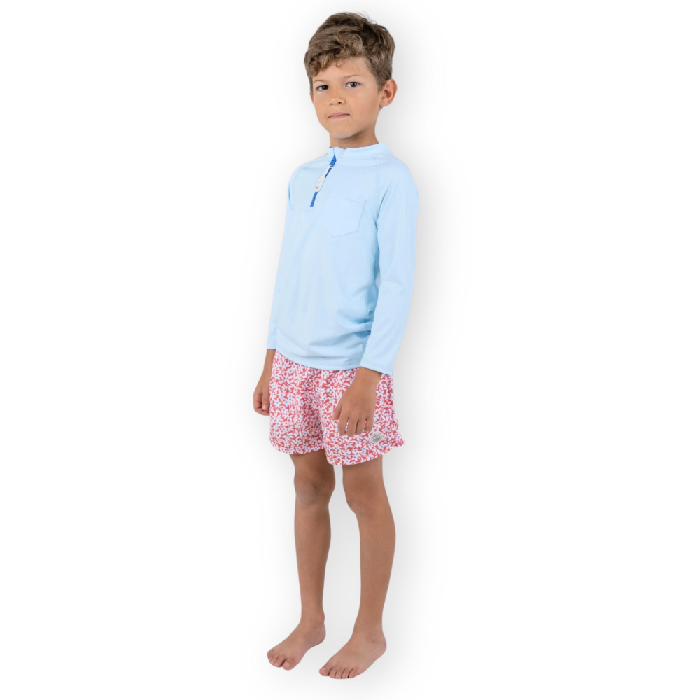 Badawii Beachwear - Boy's Floral Printed Swim Shorts - Pink